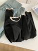 Camiseta Base de Felpa Doble Cara de Cuello Medio Alto para Mujer Otoño e Invierno Top Interior Ajustado Cálido con Costuras de Encaje Camiseta de Manga Larga