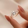 Nuevo anillo de circonita de cuatro garras transfronterizo para mujer, ligero, de lujo, con diseño de nicho, ideal para bodas y propuestas de matrimonio.