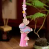 Pingente de Coelho de Liga Bordado Frente e Verso em Brocado Song para o Festival do Meio Outono Estilo Chinês Broche Pingente Hanfu Qipao