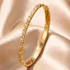 Pulsera de Acero Inoxidable Lujo Ligero Nicho Versátil Diamante Incrustado Pulsera Estilo Fresco Exquisito Ventas Directas de Fábrica Pulsera de Acero de Titanio