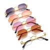 Gafas de sol sin marco, recién llegadas en 2021, de estilo europeo y americano, con diseño de vanguardia poligonal, color marino, para fotografía urbana.