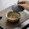 Cenicero de Cerámica Rojo Flint, Grande, con Tapa, Cilindro Recto, Gama Alta, Anti-Ceniza Voladora, para Oficina, Hogar, Mesa de Té, Habitación