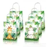 BD108 animales de la jungla acuarela Tigre Mono cebra elefante hipopótamo dulce regalo bolsa de tela de papel Kraft