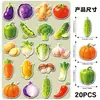 20 Piezas de Pegatinas Magnéticas Originales de Verduras 3D, Decoraciones Magnéticas Metálicas de Archivador de Dibujos Animados Pintados a Mano, Pegatinas Magnéticas Suaves para Refrigerador