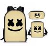 Mochila de Marshmello DJ de Malvavisco Mochila de Tres Piezas Bolso Escolar Mochila Infantil