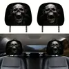 Capa de Apoio de Cabeça para Carro com Estampa de Caveira Preta para Comércio Exterior Transfronteiriço, Estilo Elástico Universal, Capa de Cabeça Universal Divertida e Original