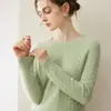Suéter de punto clásico para mujer con cuello redondo 100% cachemira, nueva camiseta básica simple de otoño e invierno, top pullover suave y amigable con la piel