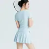 Nova Roupa de Yoga para Mulheres Primavera e Verão 2026, Camiseta Elástica Slim-Fit com Gola Redonda, Top Fitness Esportivo de Manga Curta Emagrecedor para o Dia a Dia