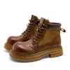 Botas Martin de Venta Caliente Otoño 2026, Botas de Trabajo con Cordones Estilo Británico para Mujer, Botines Amarillos, Botas Antideslizantes de Suela Gruesa para Todas las Estaciones