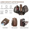 Mochila de Couro Crazy Horse Masculina de Grande Capacidade para Negócios e Uso Diário Couro Bovino de Primeira Camada Multifuncional Mochila para Computador de 17 polegadas Venda por Atacado