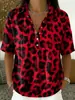 2026 Verano Transfronterizo Nuevo Top Casual para Mujer con Estampado Floral, Estilo Vacacional, Holgado, Cuello Solapa en V, Manga Corta