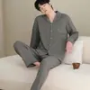 Pijama de gasa de algodón para mujer, manga larga, pantalón largo, al por mayor, nuevo cárdigan casual de otoño para hombre, conjunto de ropa para el hogar para parejas