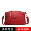 Bolsa Feminina de Couro Genuíno de Primeira Camada, Padrão Granulado, Bolsa de Ombro e Transversal, Adequada para Mães de Meia-Idade, Luxo Leve para Trabalho e Passeios