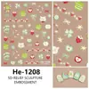 Redanco Novo 5D Relevo Desenho Animado Casca de Maçã Verde Adesivo de Arte para Unhas Tridimensional Decalque de Unha He-1209