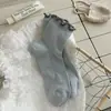 Meias Zhuji Primavera Verão Meia-Calça Curta com Babado Meninas Verão Finas Fofas Cores Frescas Meias Curtas Pós-Parto Brancas