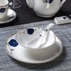 Vajilla de cerámica de Phnom Penh, juego de cuatro piezas de estilo chino para hotel, olla caliente, plato de hueso, tazón de alitas, cuchara para sopa, taza de té y platillo combinados