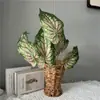 Plantas Verdes Artificiales con Textura Realista para Exportación, Juego de 5 Piezas de Hojas de Taro de Colores y Hojas de Cala para Paisaje de Selva Tropical y Vegetación de Jardín al por Mayor