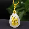 Colgante de jade Hetian con incrustaciones de oro de los doce signos del zodiaco, colgante de gota de agua para pie, colgante de fase dorada, negocio, Festival, venta al por mayor en vivo