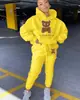 Novo conjunto de moletom com capuz casual de comércio exterior marca de moda conjunto de moletom estampado com cabeça de urso tamanho europeu moletom