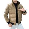 Chaqueta de plumón de estilo europeo para hombre, con cuello alto, para invierno, brillante, lavable, con letras, a la moda, moderna, cálida, cortavientos y resistente al frío.