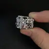 Anillo Cruz Flor Cortada para Mujer, Estilo Fresco, Anillo para Dedo Índice con Diamante Pegado, Anillo Abierto de Moda, Creativo y de Gama Alta