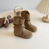 Botas para Niñas 2025 Invierno Nuevos Zapatos Infantiles Botas de Doble Algodón Polar de Media Caña Botas de Piel Elegantes Cálidas Modernas