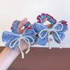 Tiara de Laço em Jeans Princesa Crianças Grampo de Cabelo Menina Pequena Faixa de Cabelo com Pérolas Corda de Cabelo para Meninas Elástico que Não Machuca o Cabelo