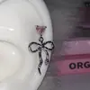 Lindos Unhas de Osso de Orelha com Laço de Coração Rosa Nicho Doce Cool Garota Popular Brincos em Formato de Cobra Brincos de Aço Titânio Brincos