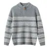 Suéter de Cashmere Listrado Vermelho Ano Novo 2026 Infantil Meninos Gola Alta Meia Pulôver Meninas Espessado Crianças de Meia-Idade e Mais Velhas