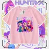 Nova Camiseta Kpop Caçadores de Demônios Gola Redonda Manga Curta Casual Solta Infantil Moderna
