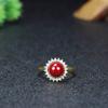 Anillo para Mujer de Oro Púrpura con Arena de Alto Contenido Incrustado con Diamantes, Cinabrio Crudo, Joyería de Piedras Preciosas de Gama Alta de Nicho, Diseño Original