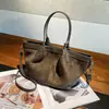 Bolso Retro de Cuero Genuino Transfronterizo para Mujer, Bolso Tote de Gamuza Escarchada de Capa Superior de Piel de Vaca para el Trabajo, Bolso Nuevo para Mujer, de Mano y Cruzado