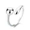 Anillo de plata de ley s925 Shenzhen gota de agua diseño de nicho femenino sentido de la personalidad simple moda anillo abierto bola anillo de comida
