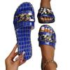 Zapatillas de Cadena Planas de Exportación Europeas y Americanas para Mujer para Usar Sandalias de Playa de Tamaño Grande con Patrón de Piedra