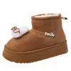 Botas de Neve de Coelho de Desenho Animado Super Fofas para Mulheres 2025 Inverno Quente Pelúcia Curta Botas de Algodão Confortáveis Sapatos de Calçar Fácil