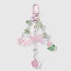 Nuevo Ins Exquisito Dulce Alto Valor Rosa Resina Lazo Flor Brillo Fino Alas Colgante Llavero DIY