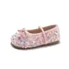 Zapatos Pequeños de Cuero Dopamine 2026 Primavera y Otoño Nuevos Estilo Coreano para Niñas Zapatos de Princesa Suela Suave con Lentejuelas y Mocasines de Boca Baja