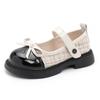 Zapatos de cuero estilo coreano para niñas, primavera y otoño 2025, nuevos zapatos de lazo estilo Chanel para niños de tamaño mediano, zapatos de princesa para niños de moda