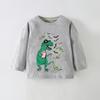 25 Años de Camisetas de Manga Larga para Niños Europeas y Americanas Estampado de Dinosaurio de Dibujos Animados Camisas Base de Otoño e Invierno Suministro Transfronterizo
