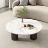 Mesa de centro redonda de mármore para sala de estar em casa, apartamento pequeno, casa alugada, mesa de centro moderna minimalista criativa da moda de luxo leve