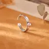 Anillo Popular de Patrón Ondulado Liso, Diseño de Nicho, Lujo Ligero, Sensación de Alta Gama, Anillos de Pareja de Perlas de Agua Dulce, Anillo Abierto Exquisito