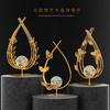 Ornamentos de Decoração para Casa Folha de Ginkgo Arte em Ferro Transfronteiriço, Artesanato em Metal de Nicho de Alto Nível para Mesa de Escritório Sala de Estar