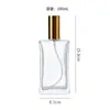 Botella de perfume transparente de 50 ml con tapón de rosca, botella cuadrada plana de cintura, práctica botella de spray a presión, botella pequeña de muestra de alto valor cromático