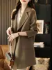 Abrigo de Lana Estilo Nuevo 2026 para Mujer, Longitud Media, Estilo Coreano, Abrigo de Lana Holgado Casual Doble Cara, Chaqueta de Color Sólido