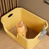 Caja de arena para gatos extragrande semicerrada antisalpicaduras, inodoro para gatos, caja de arena extragrande abierta, suministros para gatos