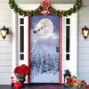 Decoración de Cubierta de Puerta de Navidad Tela de Fondo Verde de Navidad Cubierta de Puerta de Navidad Colgante de Puerta Decoración de Fiesta de Año Nuevo Tapiz de Cubierta de Puerta