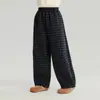 Calça Infantil Pudding Haru 2025 Inverno Forrada com Fleece Grossa Xadrez Solta Quente Casual Calça Jogger