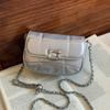 Bolso Pequeño Retro de Cadena para Mujer 2025 Nuevo Estilo Simple Bordado a Cuadros Bolso Cuadrado Pequeño Estilo Extranjero Versátil Bolso Cruzado para Mujer