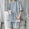 Conjunto de Dos Piezas de Camiseta de Manga Corta Gruesa de Verano para Hombre con Tejido de Waffle, Atuendo Elegante y Fresco, Conjunto de Ropa Delgada para Hombre de Marca de Moda