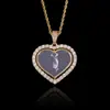 Colgante sólido de doble cara giratorio de foto de amor con microincrustaciones de circonita de hip-hop europeo y americano, collar DIY de foto conmemorativa